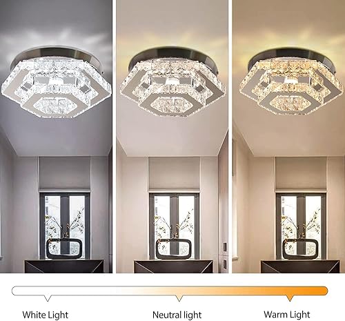 Miniatura 7 de CXGLEAMING Candelabro moderno de cristal empotrado, lámpara colgante LED regulable para comedor, sala de estar, dormitorio, cocina, pasillo (control