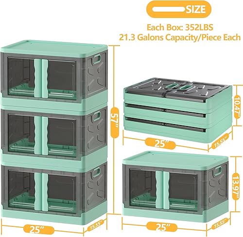 Miniatura 2 de Cajas de almacenamiento con tapas, organizadores plegables de armario de 21.13 galonespieza, artículos esenciales para el dormitorio, cajas de
