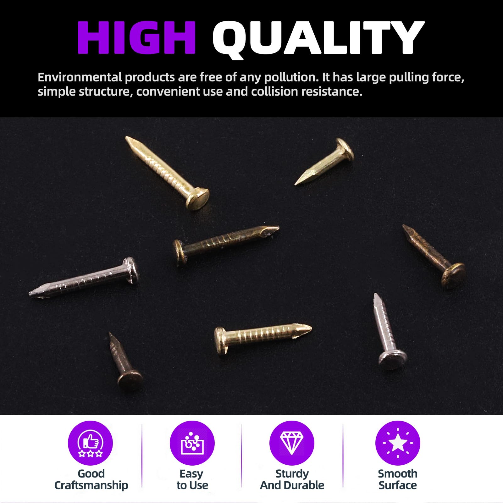 Swpeet 1600Pcs 6/8/10mm 3 Colors Small Copper-plated Hardware Tiny Screws/Nails Kit Including Gold Silver Bronze Boxed Tiny Wooden Screws Mini Nails for Compact Antique DIY Decorative Box Accessories - Image 3