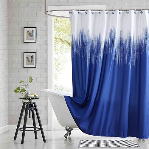 Miniatura 25 de Cortina de ducha de tela para cabina, cortinas de ducha con degradado negro y gris para baño, cortinas de baño impermeables, 54" An x 72" Al