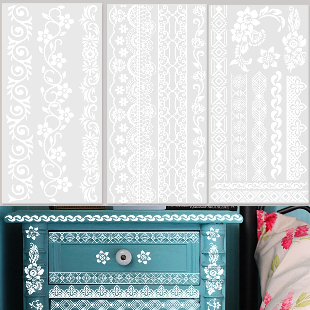 Feuilles de transfert fleur blanche 15x30 cm pour relooker vos meubles