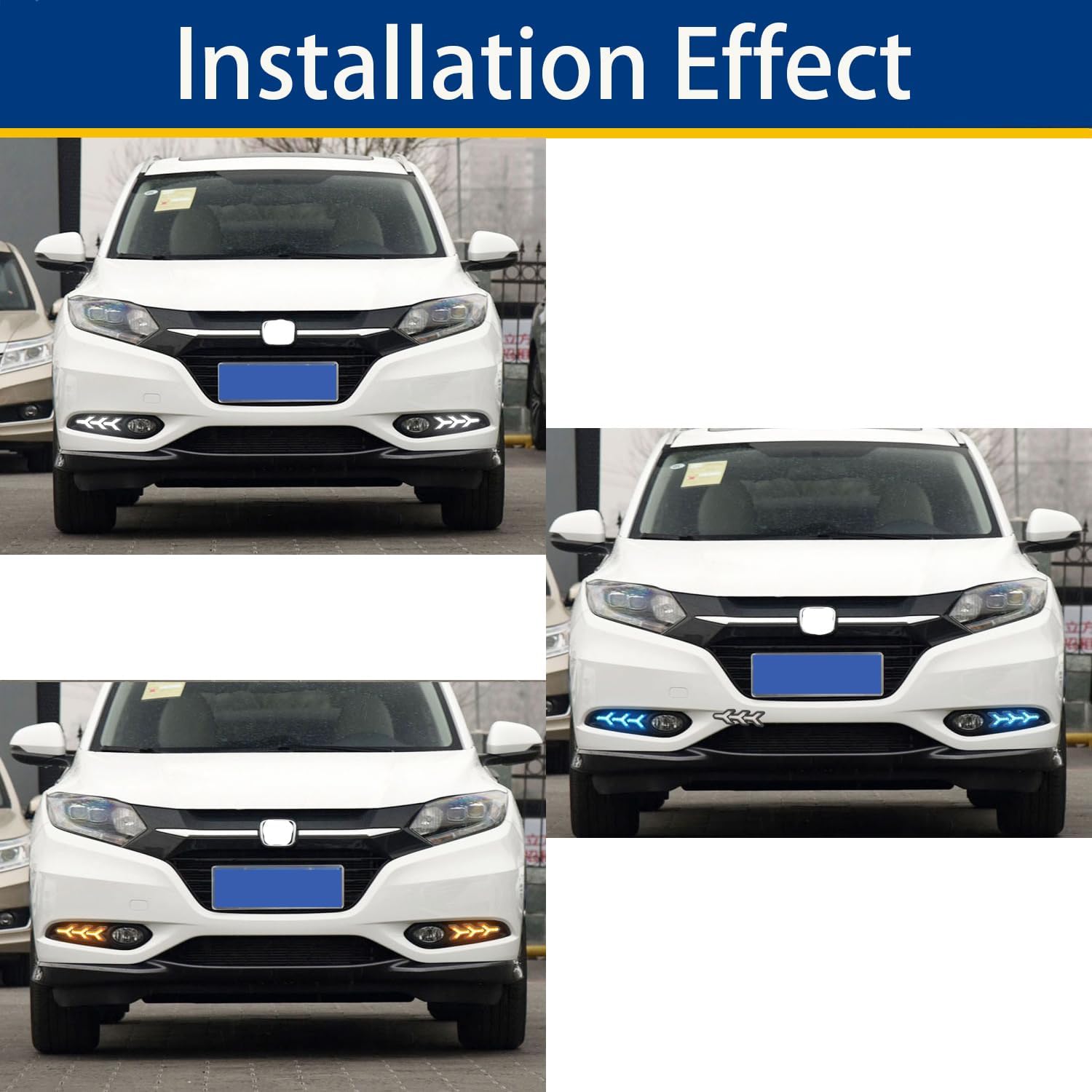 Fog Lights 3 Colors Led Daytime Running Lights DRL Compatible with Honda HRV 2015-2018 Turn Signal Lights HR-V Accessories (Style 3)