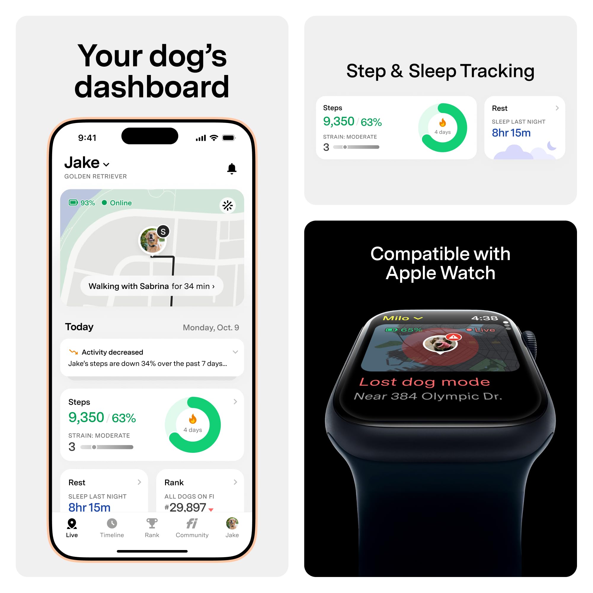 Fi Mini GPS Tracker for Dogs — 12-Month Membership Included — Smart Pet Tracking Collar Attachment — Lightweight, Virtual Fences, Escape Alerts, Step & Health, Waterproof - image 3