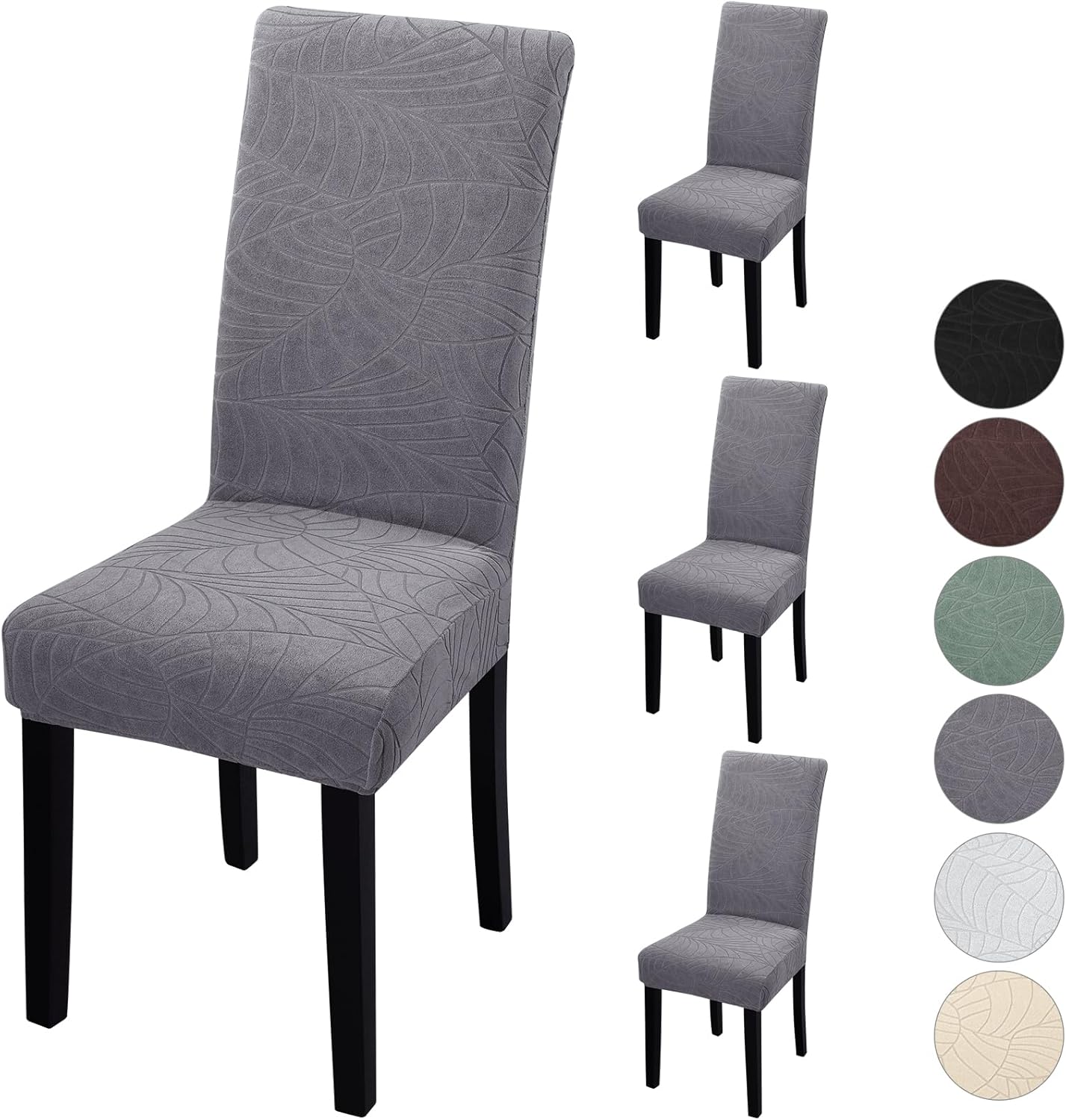 Fuloon Chair Covers for Dining Room 4 Pack, Solid Stretch