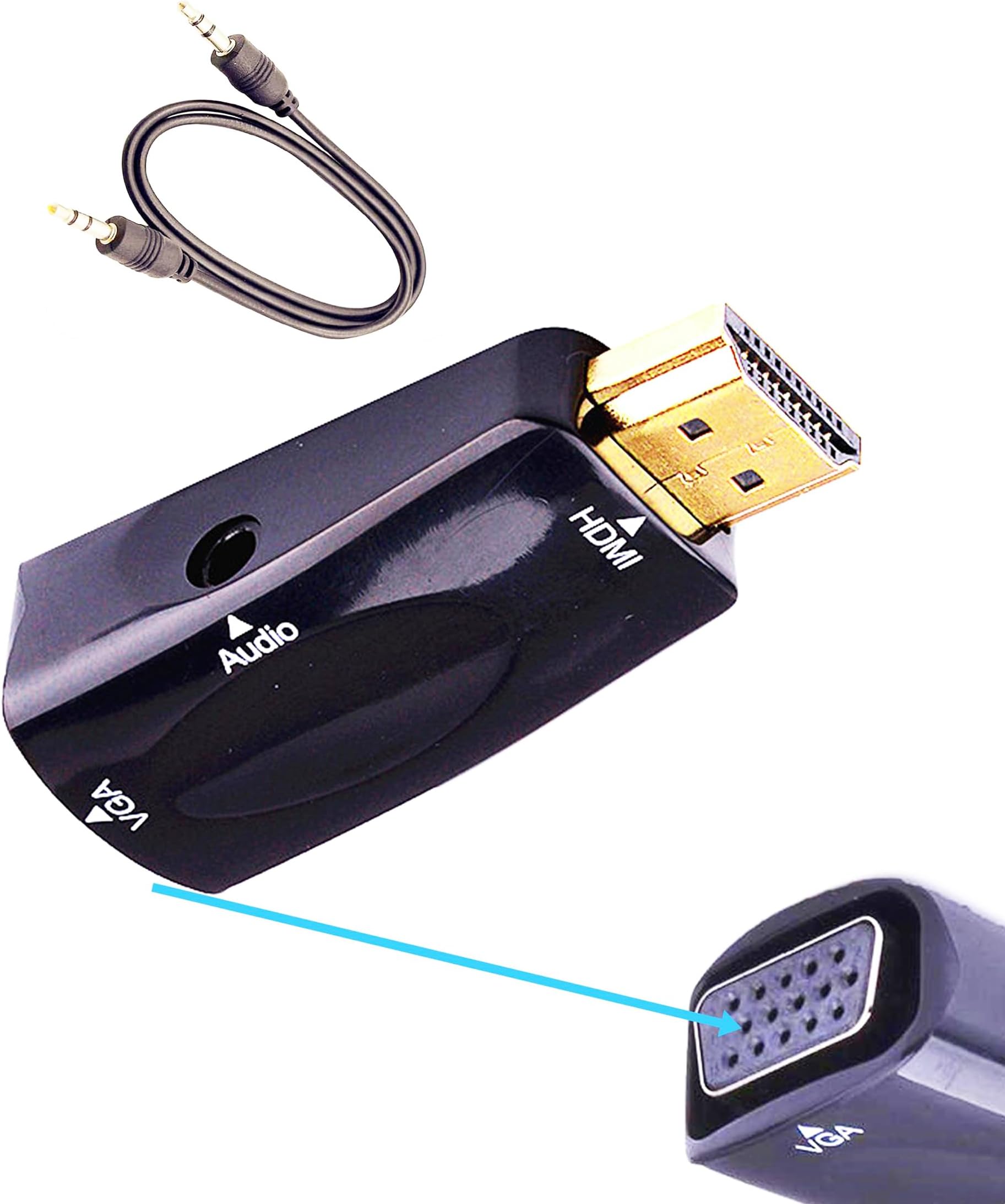 Amazon.com: CERRXIAN HDMI to VGA Adapter with 3.5mm Audio Jack Cable ...