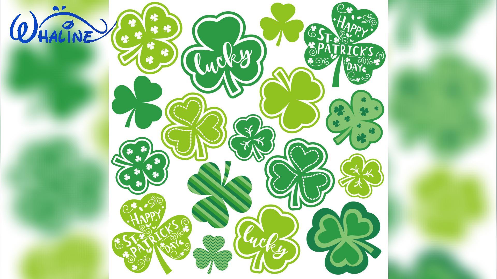 Imanes decorativos de trébol verde para refrigerador St. Patrick's 17 piezas miniatura 7