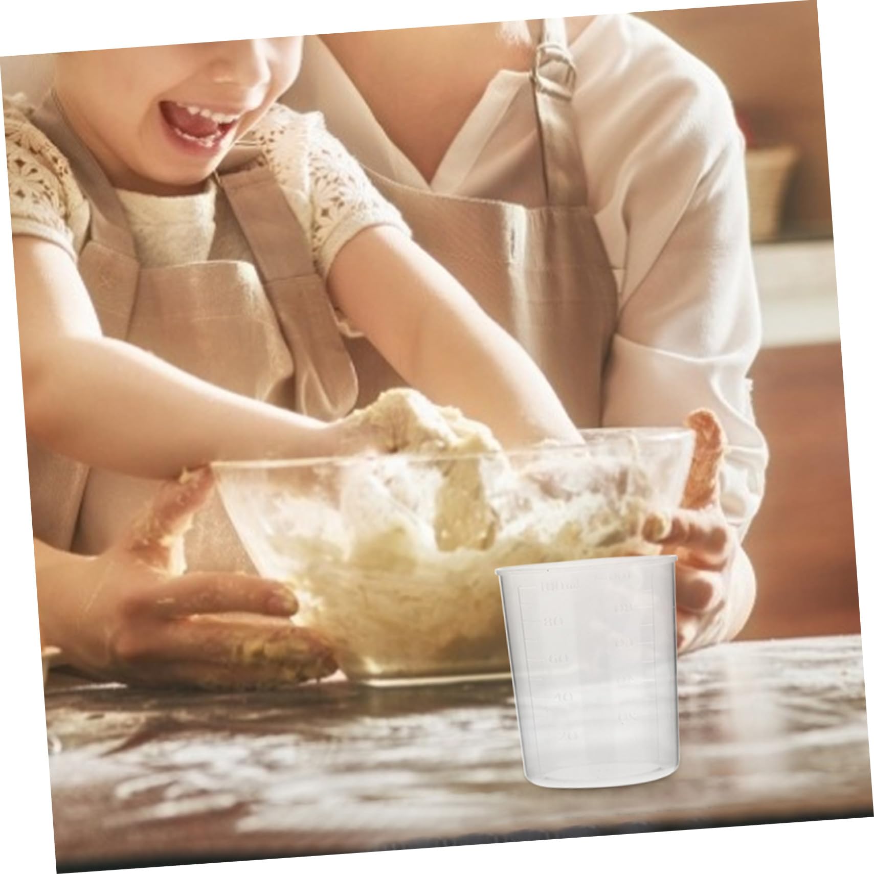 50 Piezas Unidades de Vasos Medidores de Plástico Vasos Transparentes Graduados Resistentes Roturas Medidores Líquidos para Cocina Repostería Harina y Leche