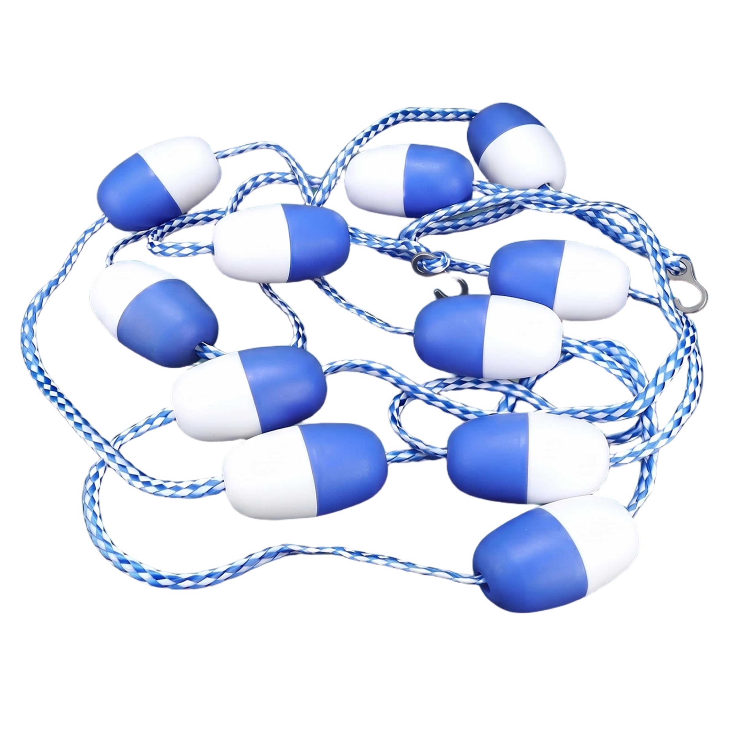 Corde de sécurité pour piscine bleue et blanche de 16,4 pieds avec flotteurs