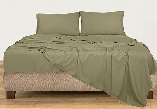 Miniatura 8 de ROYALE LINENS Juego de sábanas de 300 hilos de 100% algodón peinado de fibras largas, 4 piezas, 1 sábana bajera, 1 sábana encimera y 2 fundas de