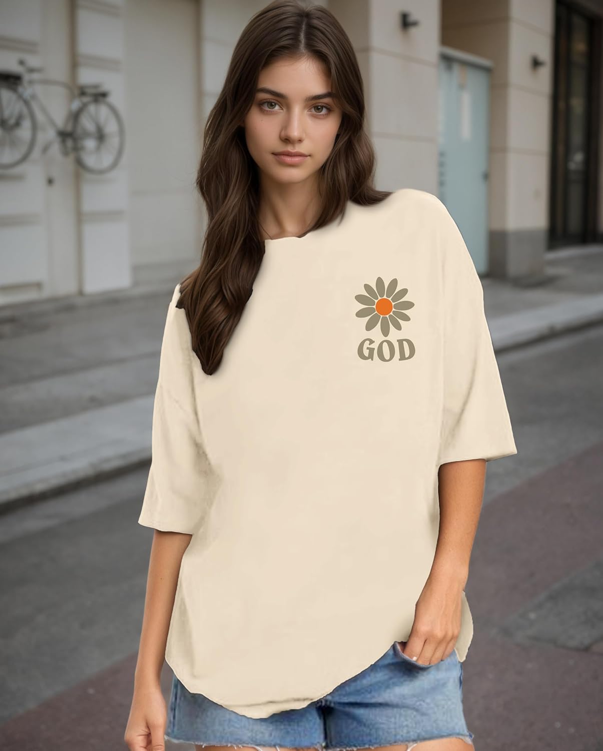 Oversized Faith Shirts for Women Christian Shirt Jesus Cross Graphic Tees Religious Sayings Short Sleeve Tops - Image 3