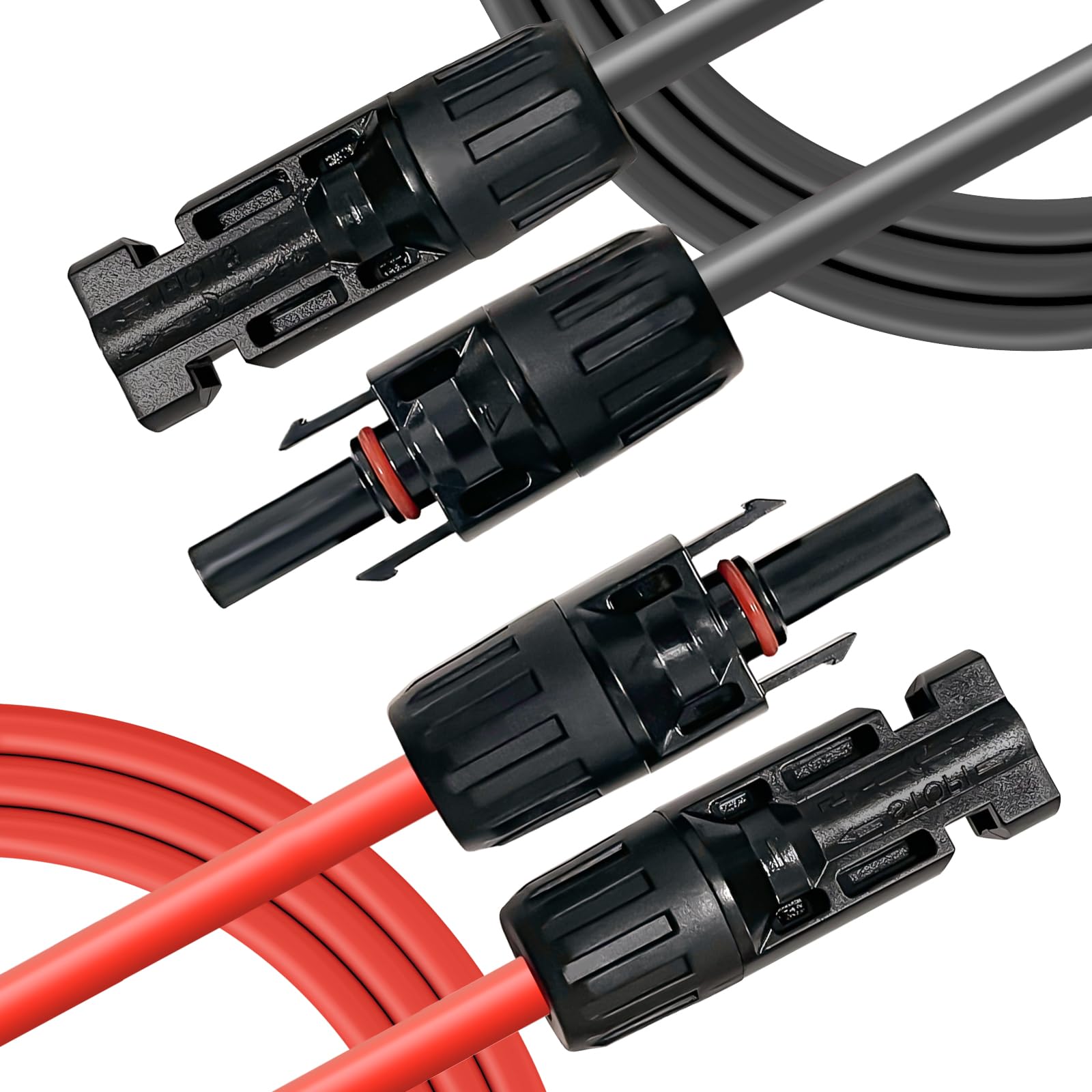 Câble de raccordement professionnel Rallonge (6mm²/4mm²),Câble solaire, y compris fiche solaire montée des deux côtés, lignes rouges et noires (4mm²-5m)