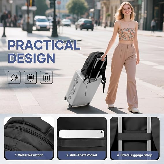 School Backpack School Bag for Teenage Girls Boys College Rucksack Lightweight Schoolbag Casual Backpack Dayback Women Bookbag College Waterproof 14 Inch Laptop Backpacks,A1-Black