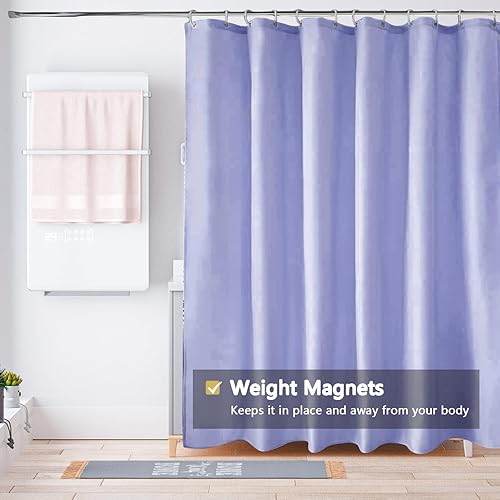 Miniatura 203 de Cortina de ducha de tela blanca con contrapeso inferior, calidad de hotel impermeable, 72 x 72 pulgadas, lavable a máquina B-blanco,Beige