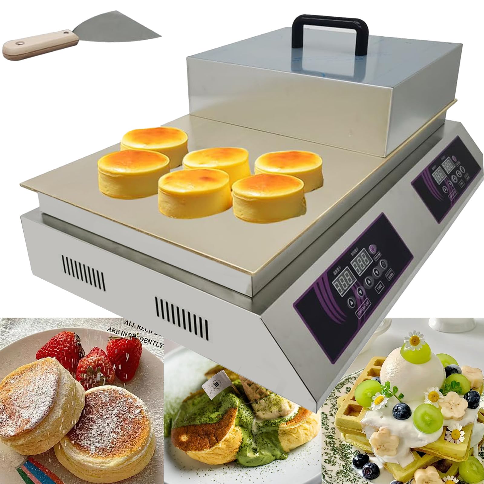 SENJINGHUA Commercial Souffle Making Machine Electric Dorayaki Maker Pancake Maker Non-Stick Single Copper Plate Muffin Pancake Dorayaki Souffle Machine waffle maker takoyaki maker Dualhead