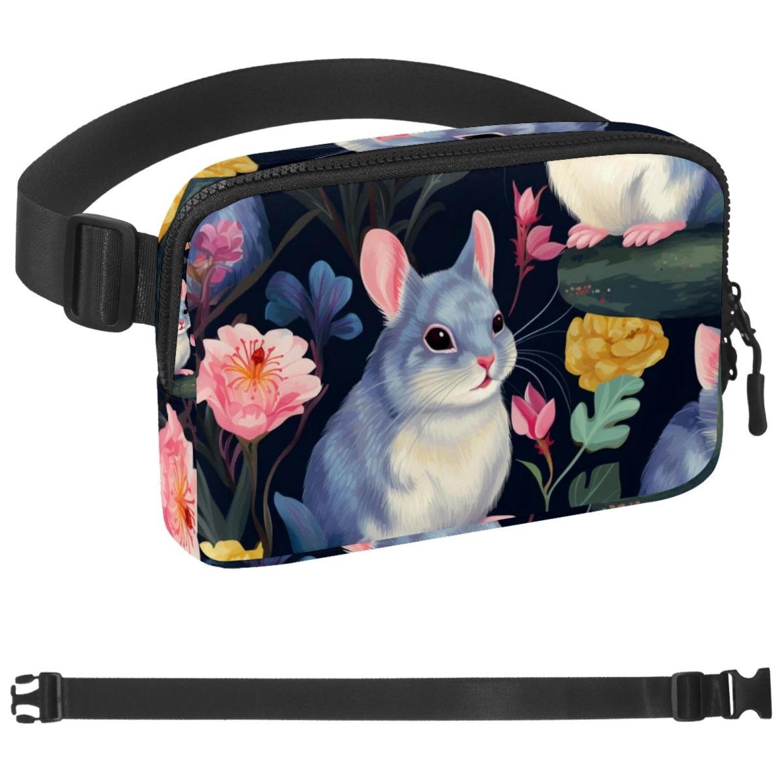Cangurera cruzada Chinchilla multicolor grande con correa ajustable unisex 7