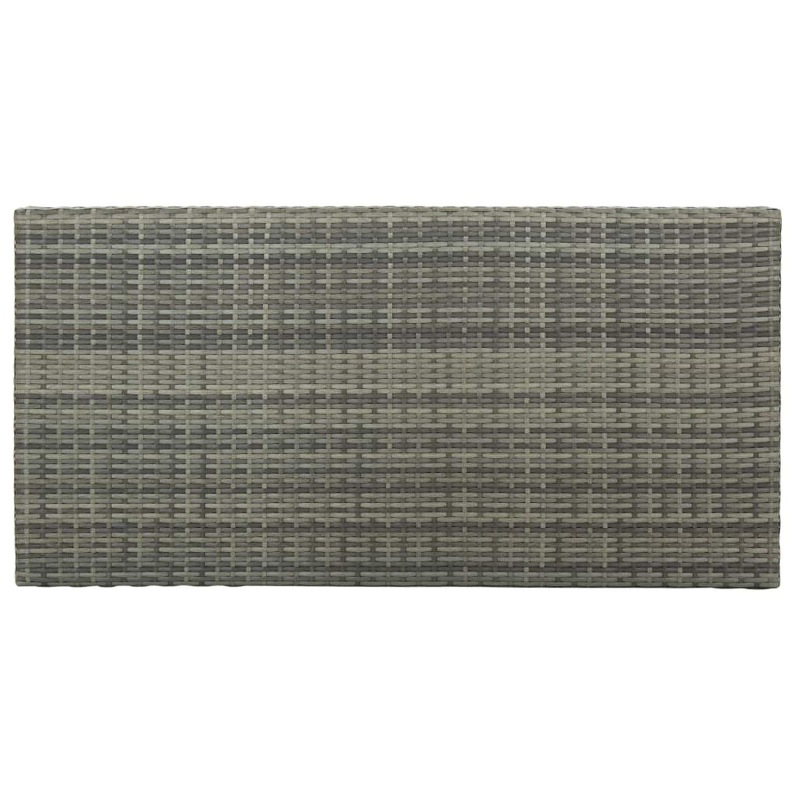 Festnight Juego de Bar de Mimbre para Exteriores de 5 Piezas, Mesas Altas y 4 Taburetes con Cojines, Muebles de Bar Jardín Exterior, Mesa con Tapa Lisa y Estante de Almacenamiento Gris#3