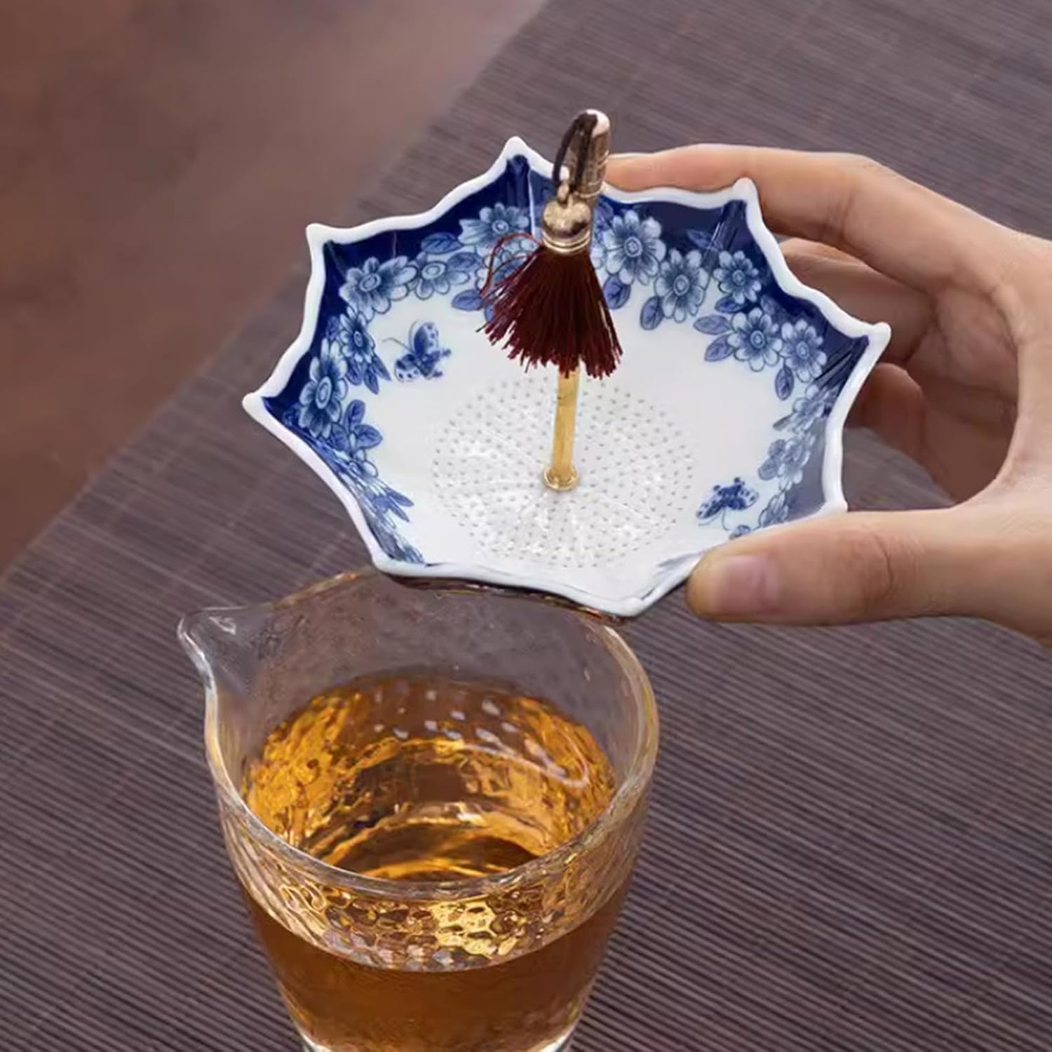 Filtro Per Tisane Umbrella, Infusore Per Tisane Umbrella, Filtro In Porcellana Con Design Girevole, Colino Per Tè Per Tazze, Mug O Teiere (A)