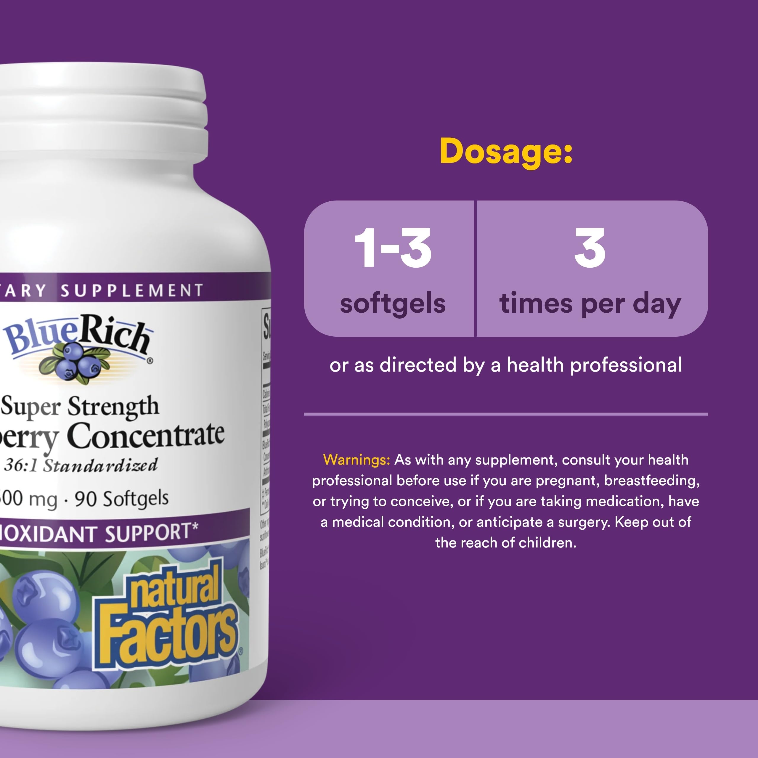Natural Factors Super Strength Blueberry Concentrate 500 mg, 90 Softgels — Amazon image 3