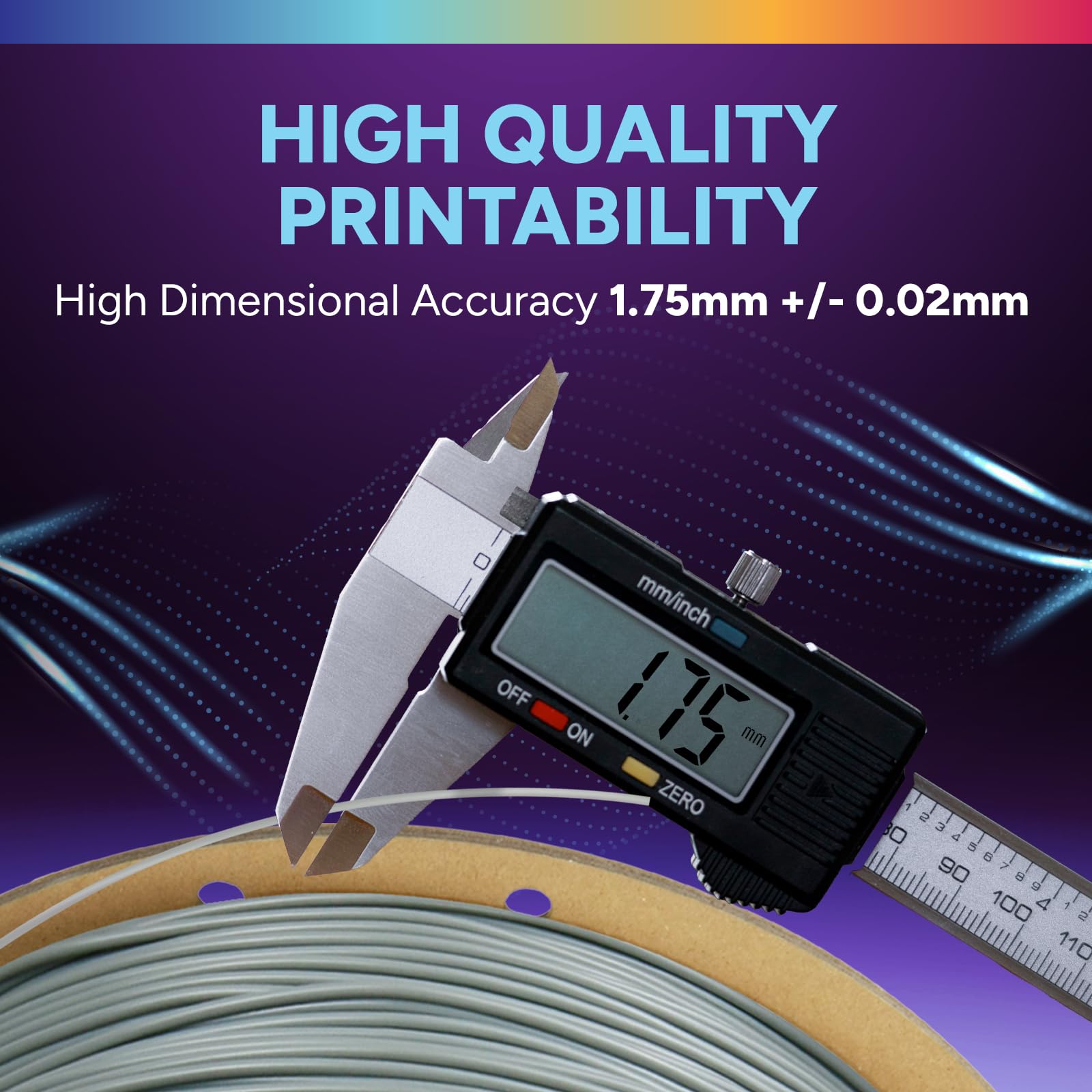 OVERTURE TPU 1,75 mm Filamento, Filamento per Stampante 3D ad alta velocità TPU +HS, Flessibile High Speed TPU 1kg(2.2lbs), Precisione Dimensionale +/- 0.02 mm(HS Grigio)