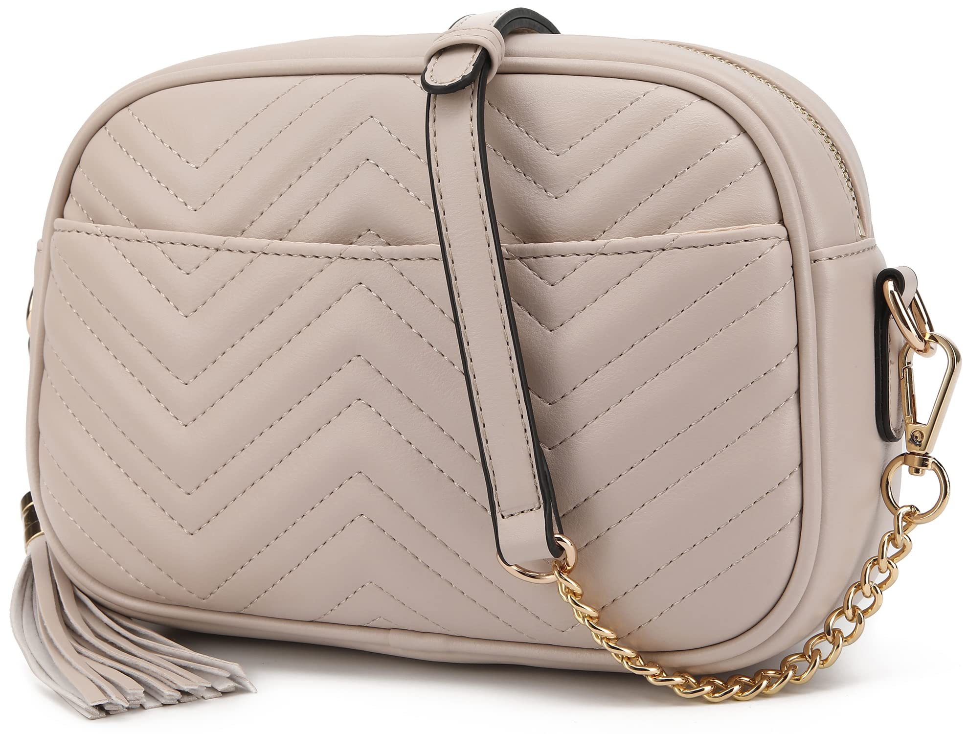 lola maeQuilted Crossbody Bag, Medium Lightweight Shoulder Purse Top Zipper Tassel Accent