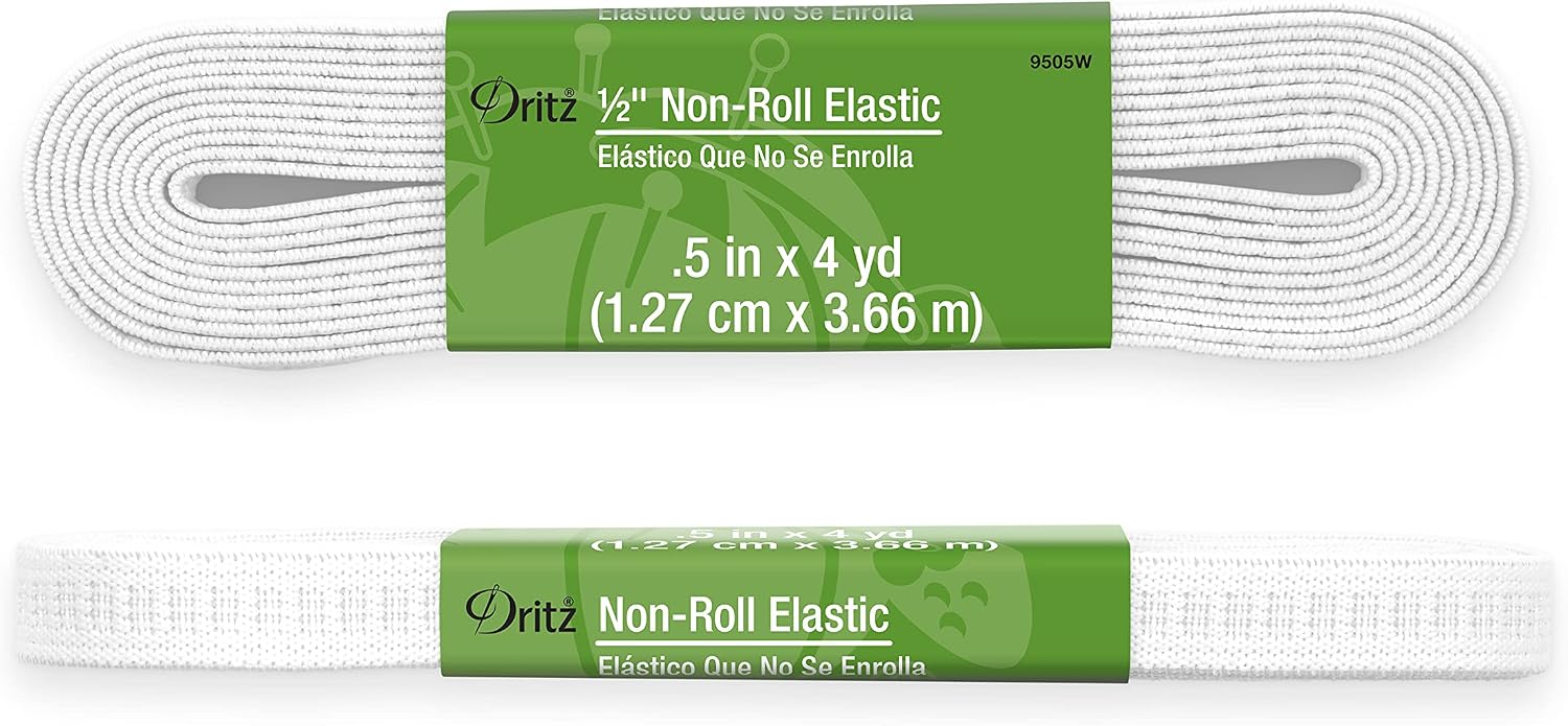 Dritz Notions Elastic Non Roll 1/2"x4yd Wht ,White