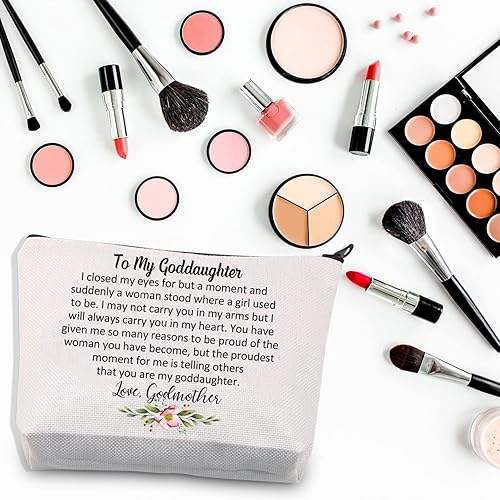 Miniatura 3 de BDPWSS Bolsa de maquillaje para hija ahijada, regalo de madrina, ahijada, regalo de bautismo, cerré mis ojos por un momento, bolsa de cosméticos de