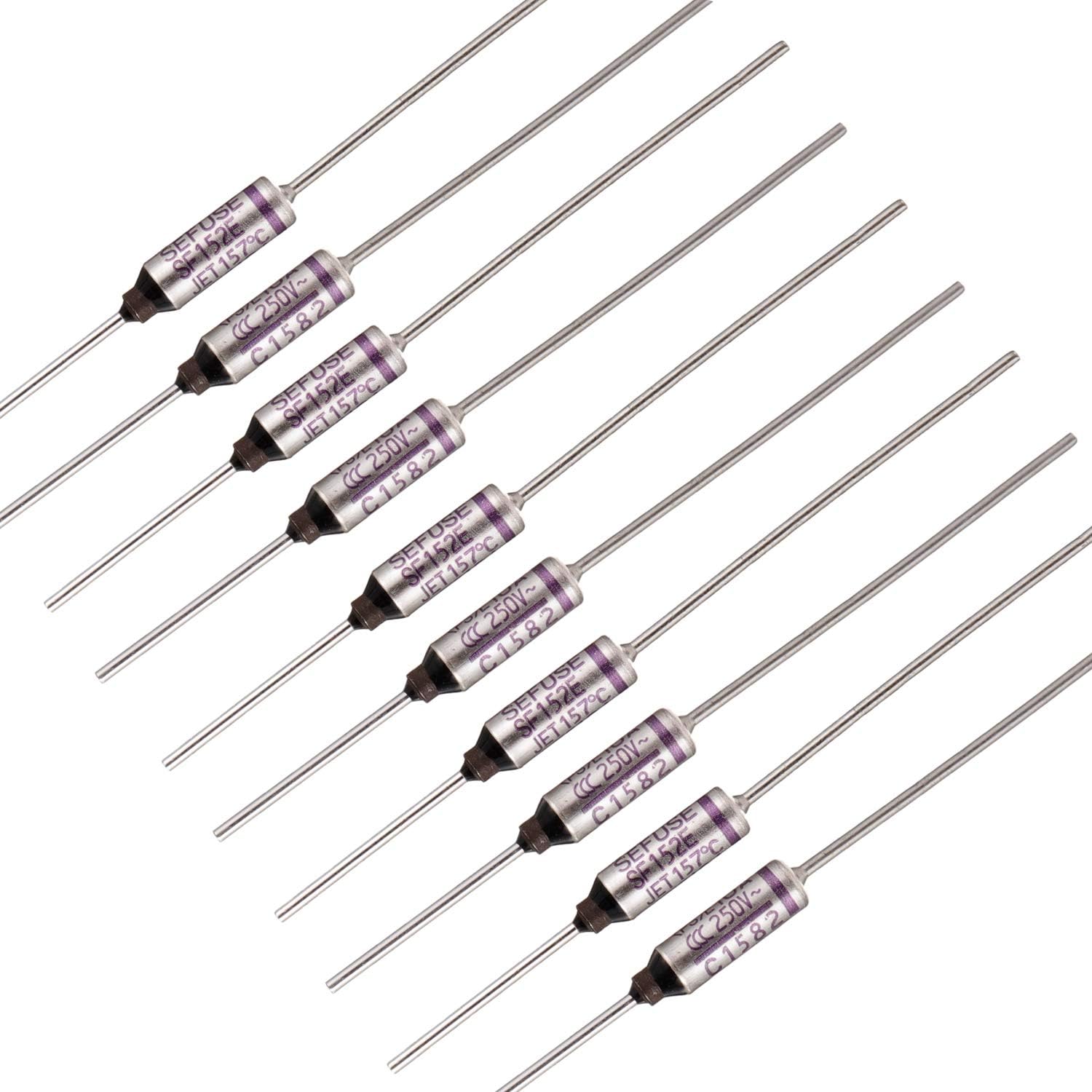 BOJACK SF152E SEFUSE 10A 250V Thermal Fuses 157 Degrees Celsius Thermal Cutoffs (Pack of 10)