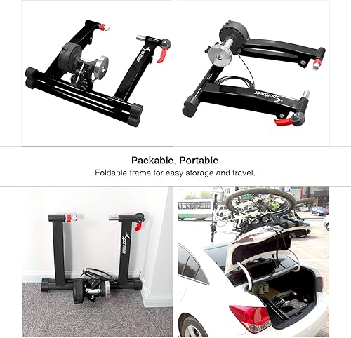 Miniatura 7 de Bike Trainer Stand Indoor Riding - Sportneer Magnetic Stationary Bicycle Exercise Stand with Noise Reduction Wheel 6 Resistance Adjustable