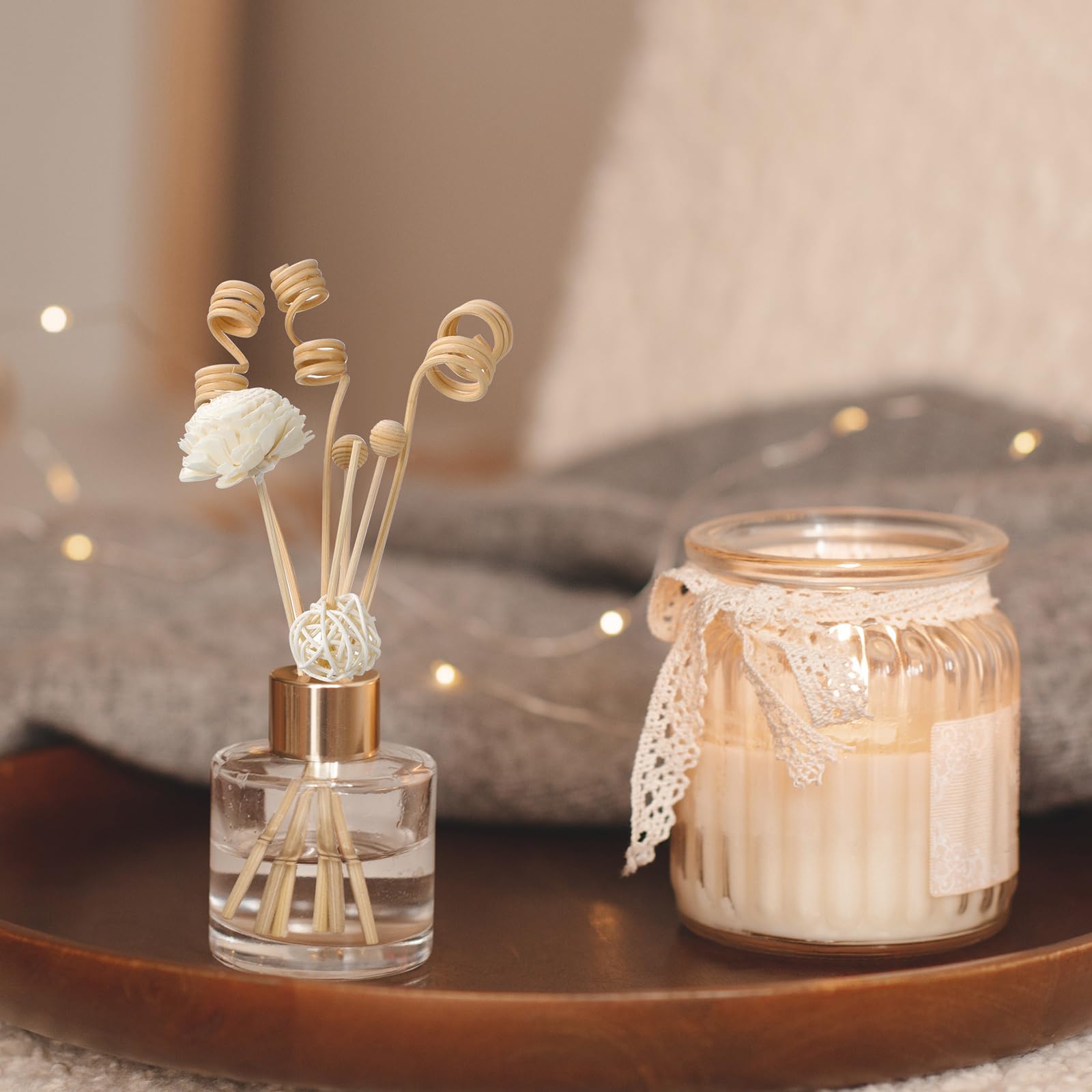 Loopeer 180 Stück Schilfrohr-Diffusorstäbchen-Set, Rattan-Duft-Diffusor und Blumen-Rattan-Diffusorstäbchen, natürlicher Rattan-Duft, Aromatherapie, flüchtiger Ersatz, Nachfüllstäbchen für Aroma