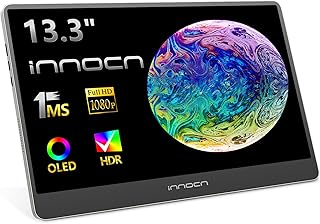 INNOCN 13.3-Inch OLED Portable Laptop Monitor HDR USB C Mini HDMI External Small Computer Monitor, Travel Portable Gaming 1MS Monitor for Switch Xbox PS5/4, 100% DCI-P3, 400Nits, Detachable Stand