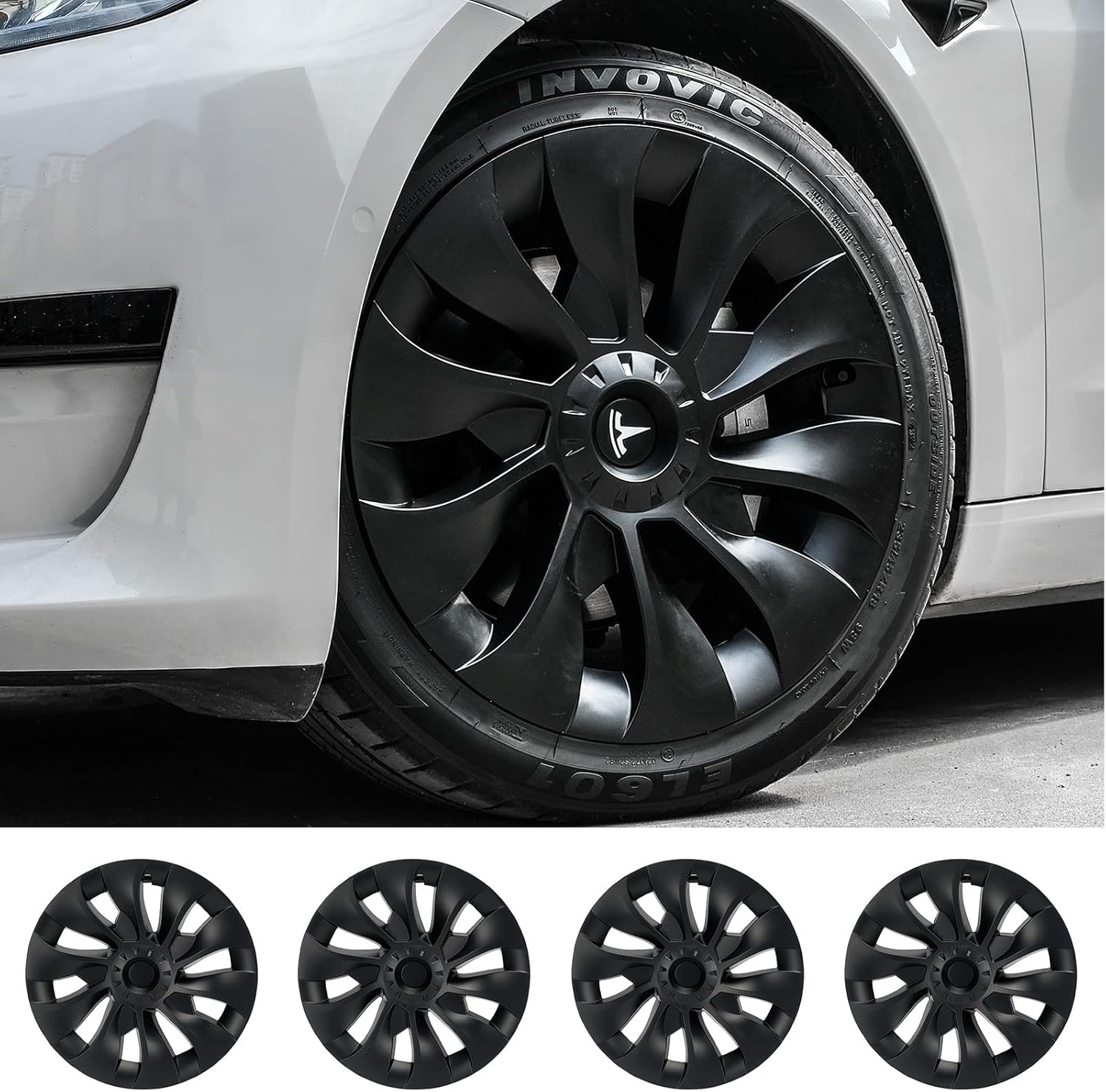 JAWJUT Wheel Cover Hub Caps 18 inch Compatible with Tesla