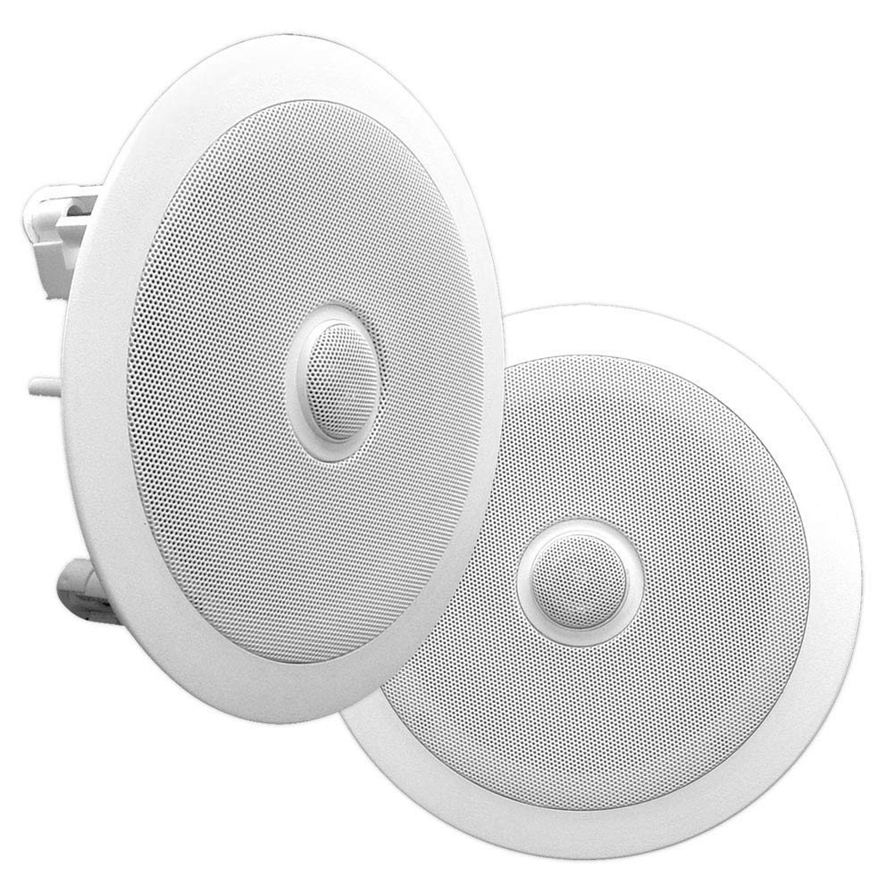 Pyle Głośnik sufitowy, 300 W - 20 cm, 2-drożny głośnik do zabudowy z płaskim głośnikiem niskotonowym, łatwa instalacja, wysokowydajny głośnik niskotonowy, idealny do domu i zastosowań komercyjnych