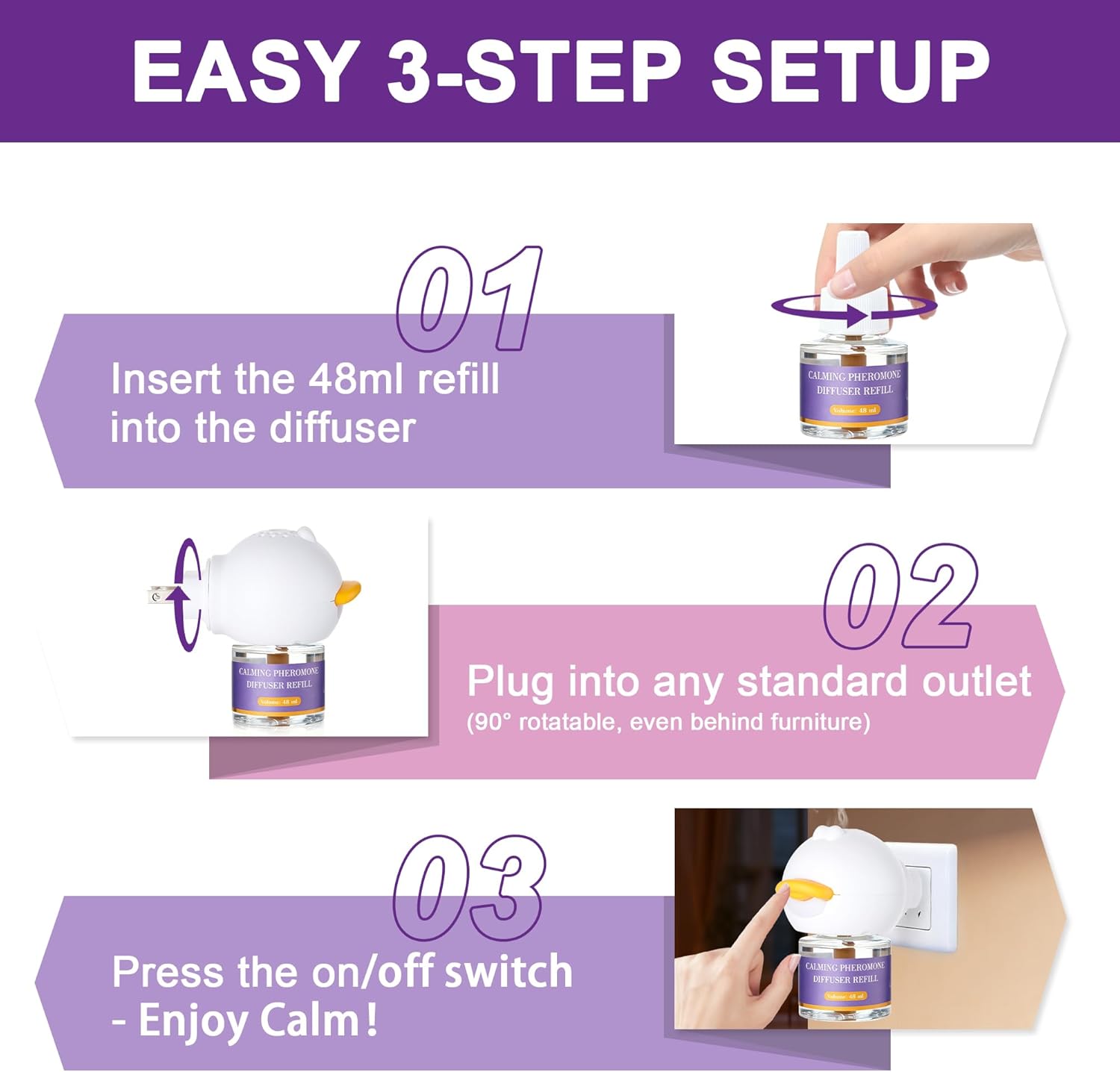9-in-1 Advanced Cat Pheromone Calming Diffuser 180 Days (3 Plugs+6 Refills), Relieve Anxiety, Help Reduce Fighting, Spraying & Scratching, Drug-Free & Odorless Safe Relaxation Solution