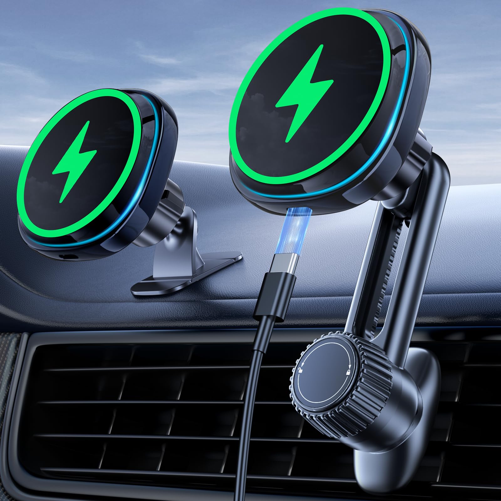 Amazon.co.jp: スマホホルダー 車 ワイヤレス充電 マグネット 15W急速