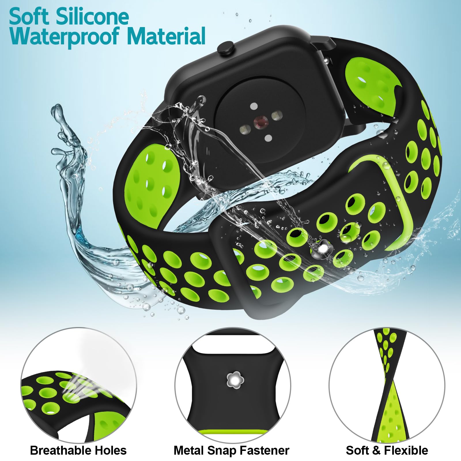 Cinturino per Amazfit GTS, 20mm Silicone Cinturini di Ricambioo per Amazfit GTS 4, GTS 4 Mini, GTS 3, GTS 2, GTS 2 Mini, Amazfit Bip, Bip 3, Bip 3 Pro, Bip U, Bip U Pro, GTR Mini, Amazfit Active