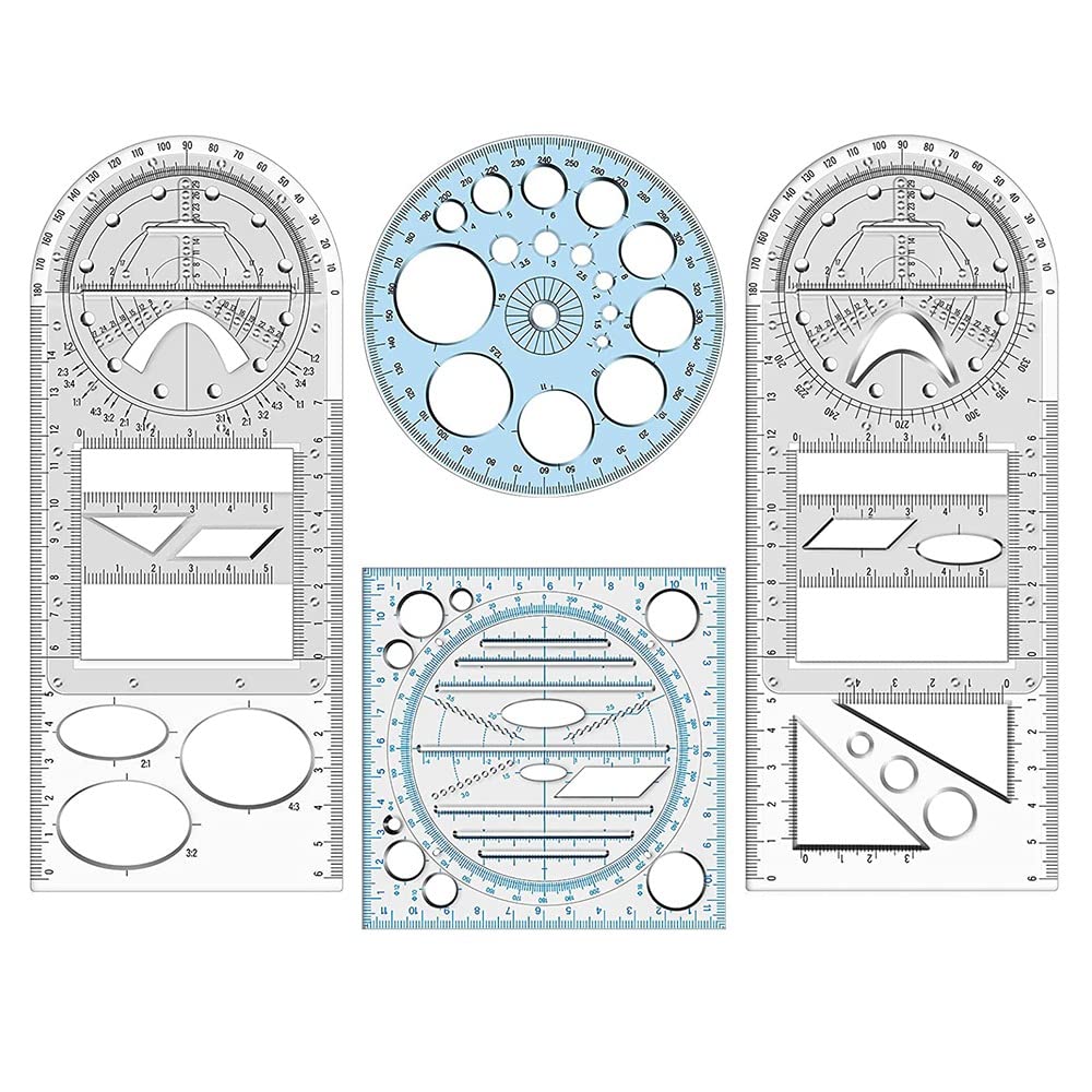 Righello Geometrico Multifunzione Girevole - Per Disegno Tecnico E Creativo - Foto 2