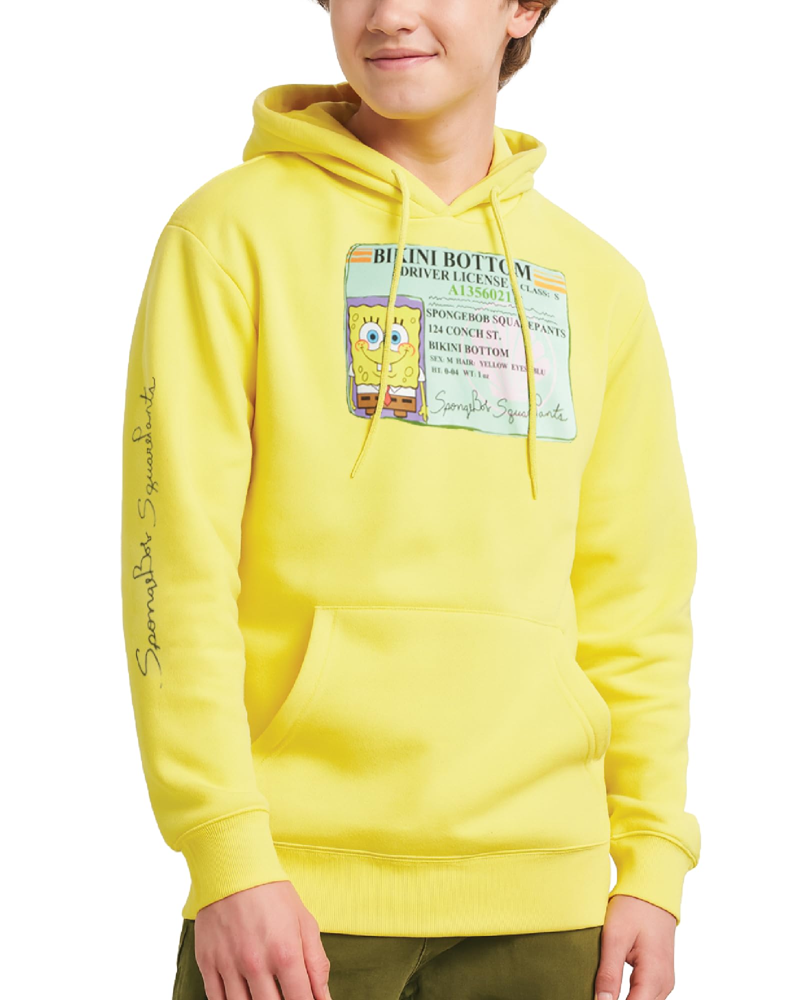 Nickelodeon Mens Hoodie SpongeBob and Patrick Fleece Pullover sweatshirt, Spongebob Yellow, S
