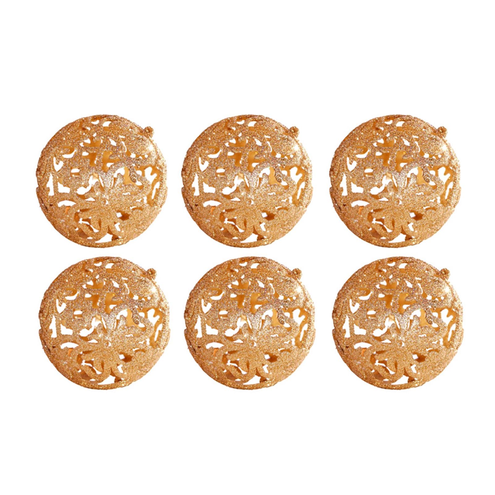 6Pcs Glittering Hollow Christmas Ball Ornament 55mm Shatterproof Decorative Baubles for Tree Decorations PVC Tree Decorations