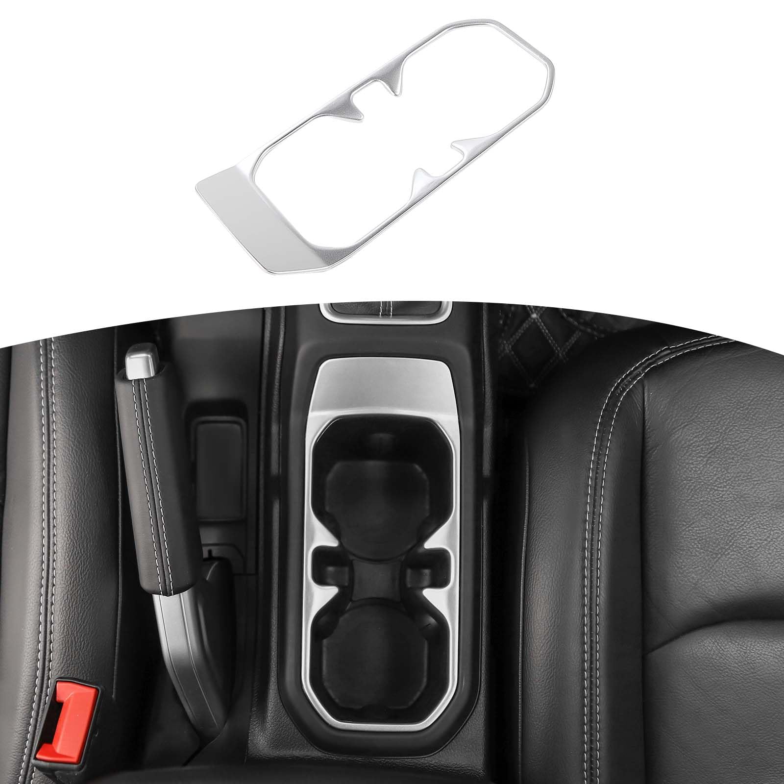 RT-TCZ for Wrangler JL Front Cup Holder Trim Silver for Jeep Wrangler JL JLU Gladiator JT 2018-2024 Silver Interior Accessories