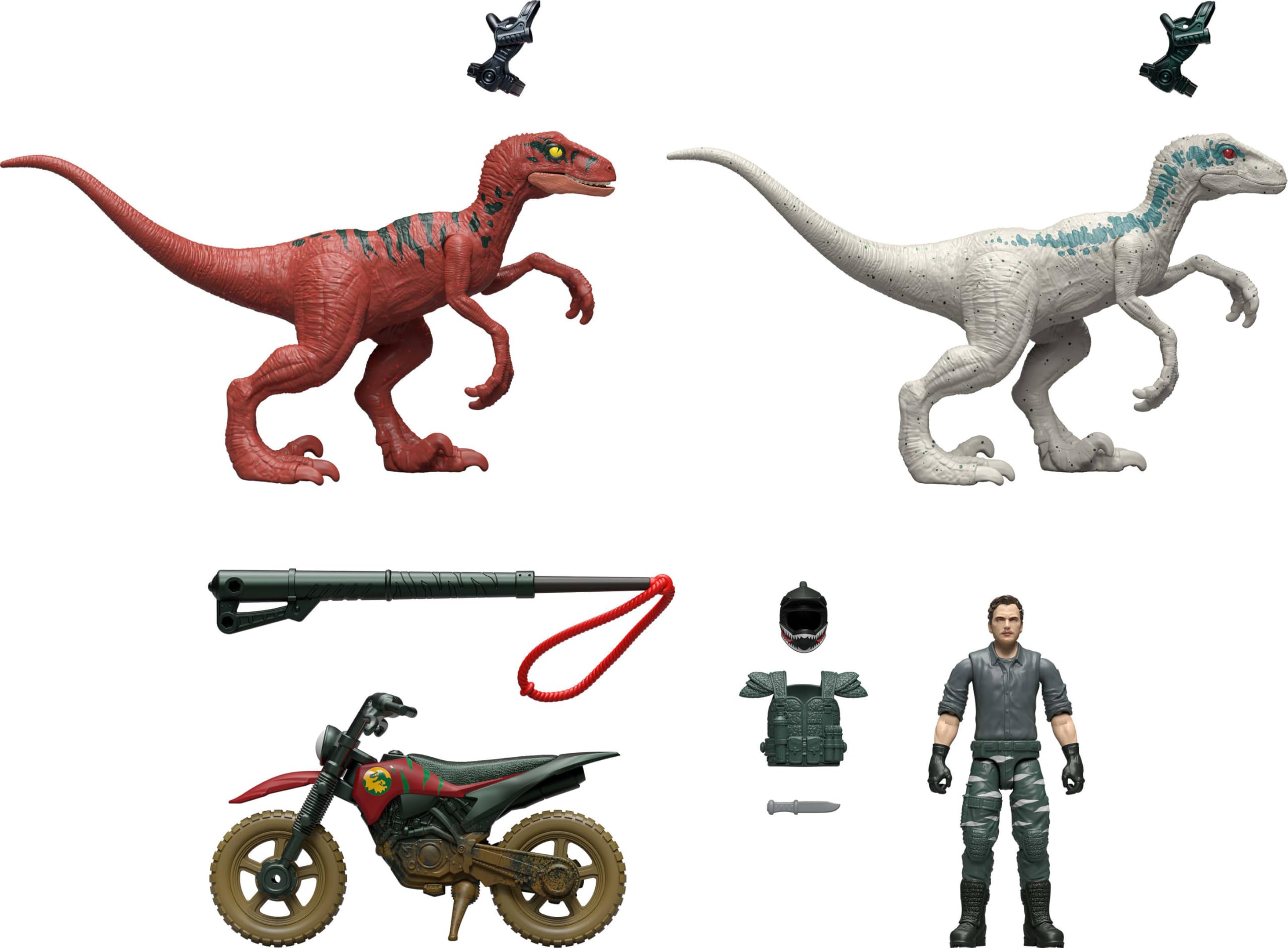 Jurassic World JLD28 Reimagined Motorcycle, Owen Grady & Raptors