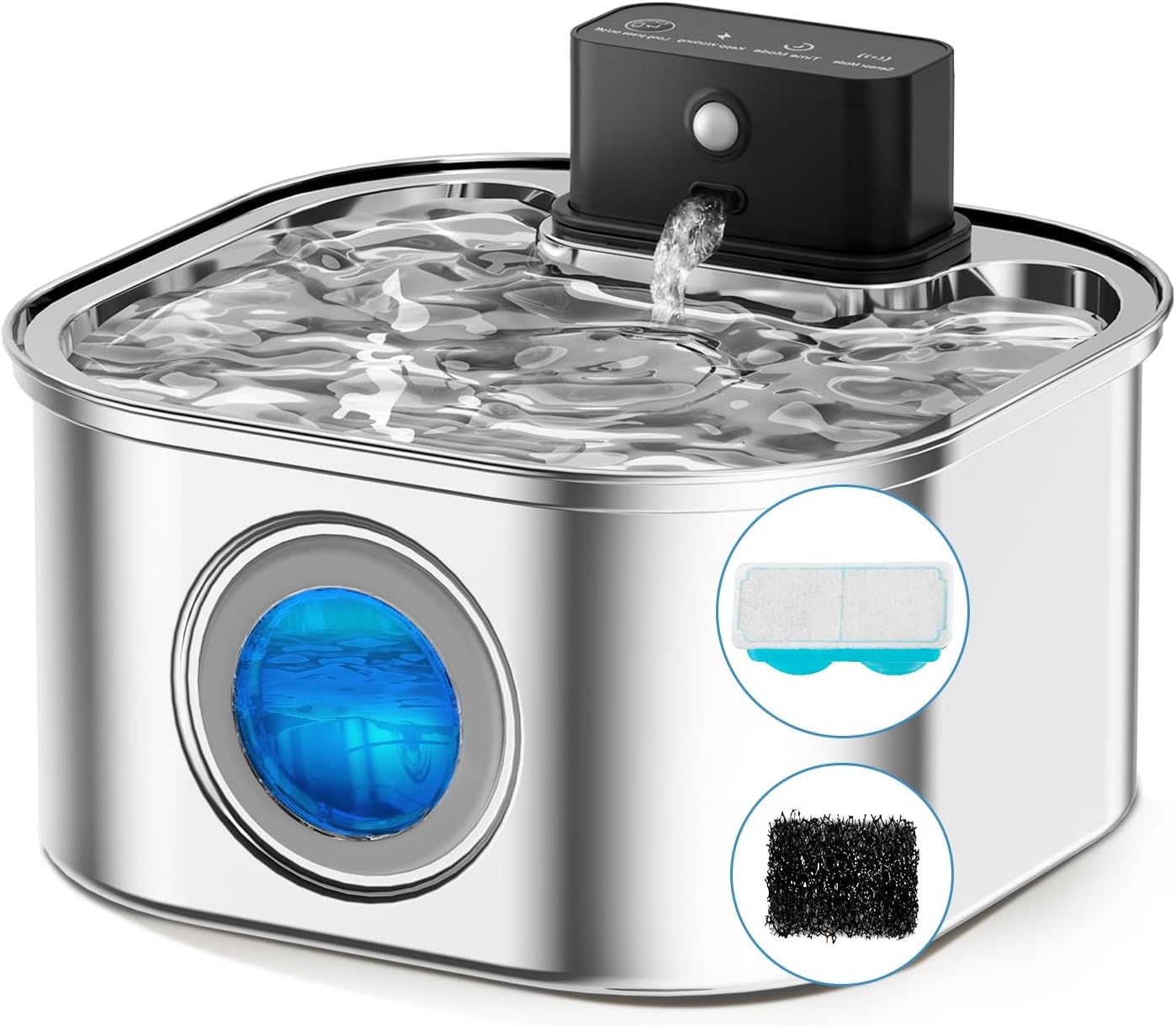 Wireless Cat Water Fountain: 3.2L/ 108oz Stainless Steel Pet Water Motion-4200 mAh Cat Fountain Battery Operated -Automatic Cats/Dogs Drinking