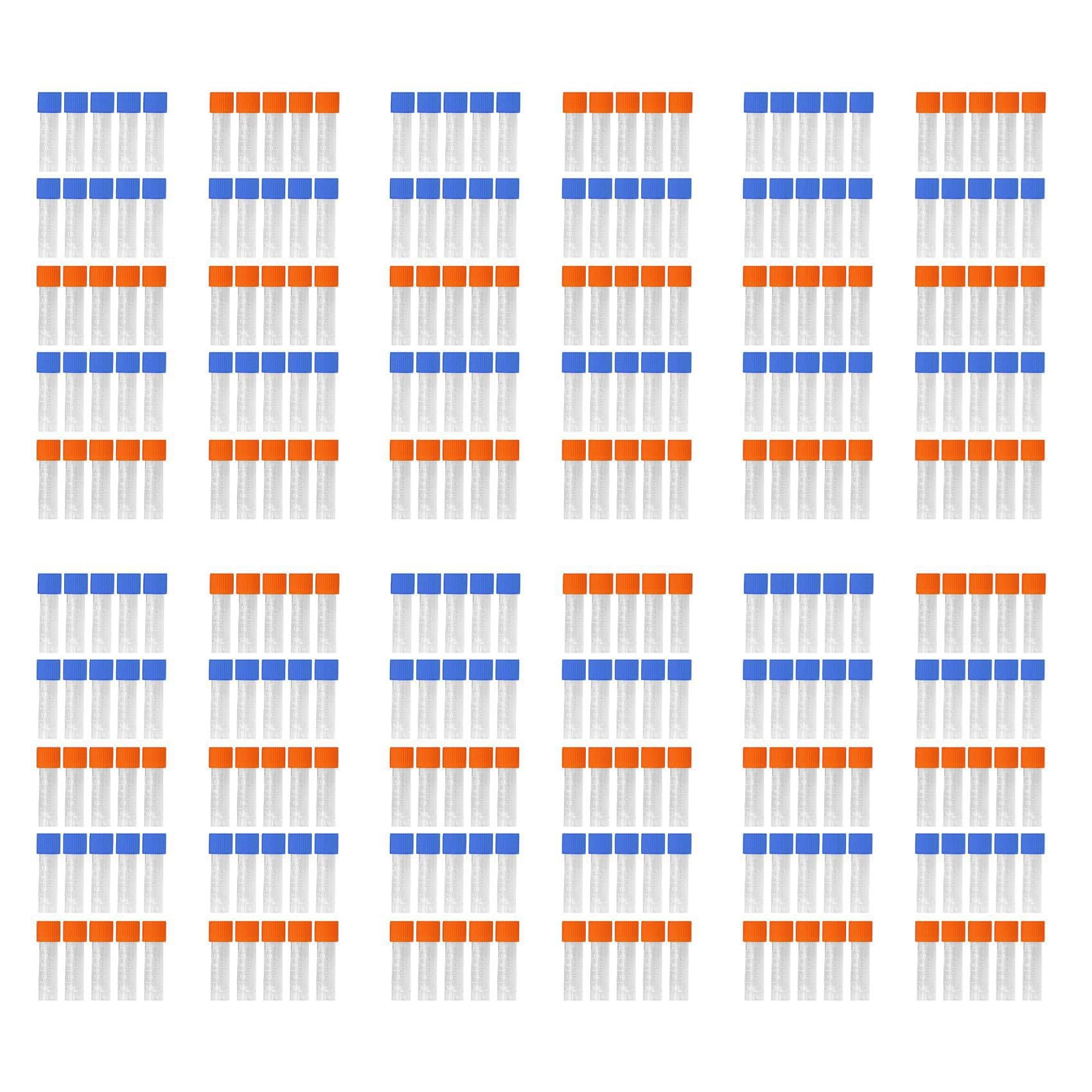 Vjsujehgy 300Pcs 1.8ml Plastic Graduated 0.063oz Cryovial Test Tube Sample Pipe with Seal Cap