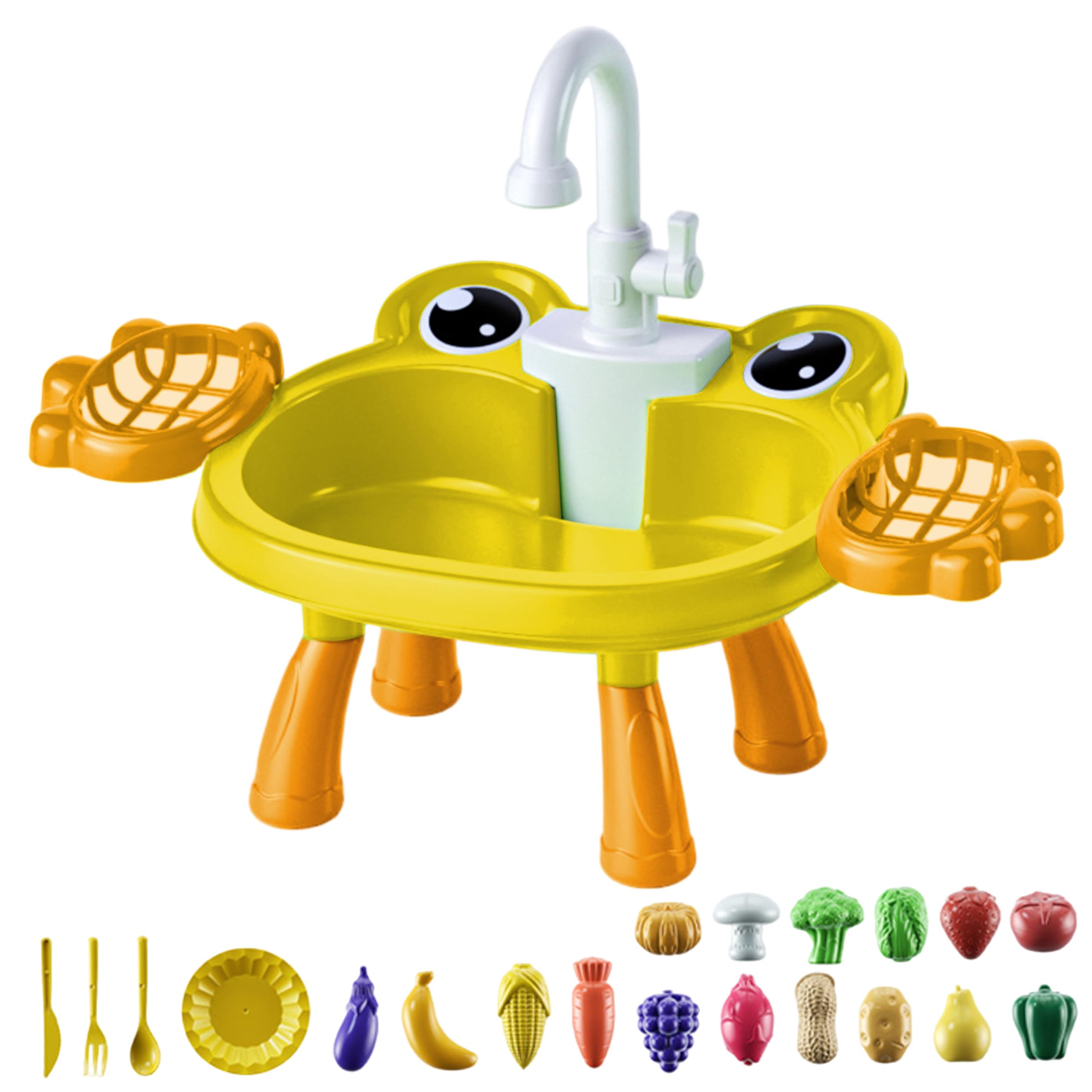 Lawnrden children's outdoor water table, Children's Outdoor Water Play Table, 2026 Kids' Play | Electric Circulation Frog Dishwasher Toy With Quick-install Legs, Yellow