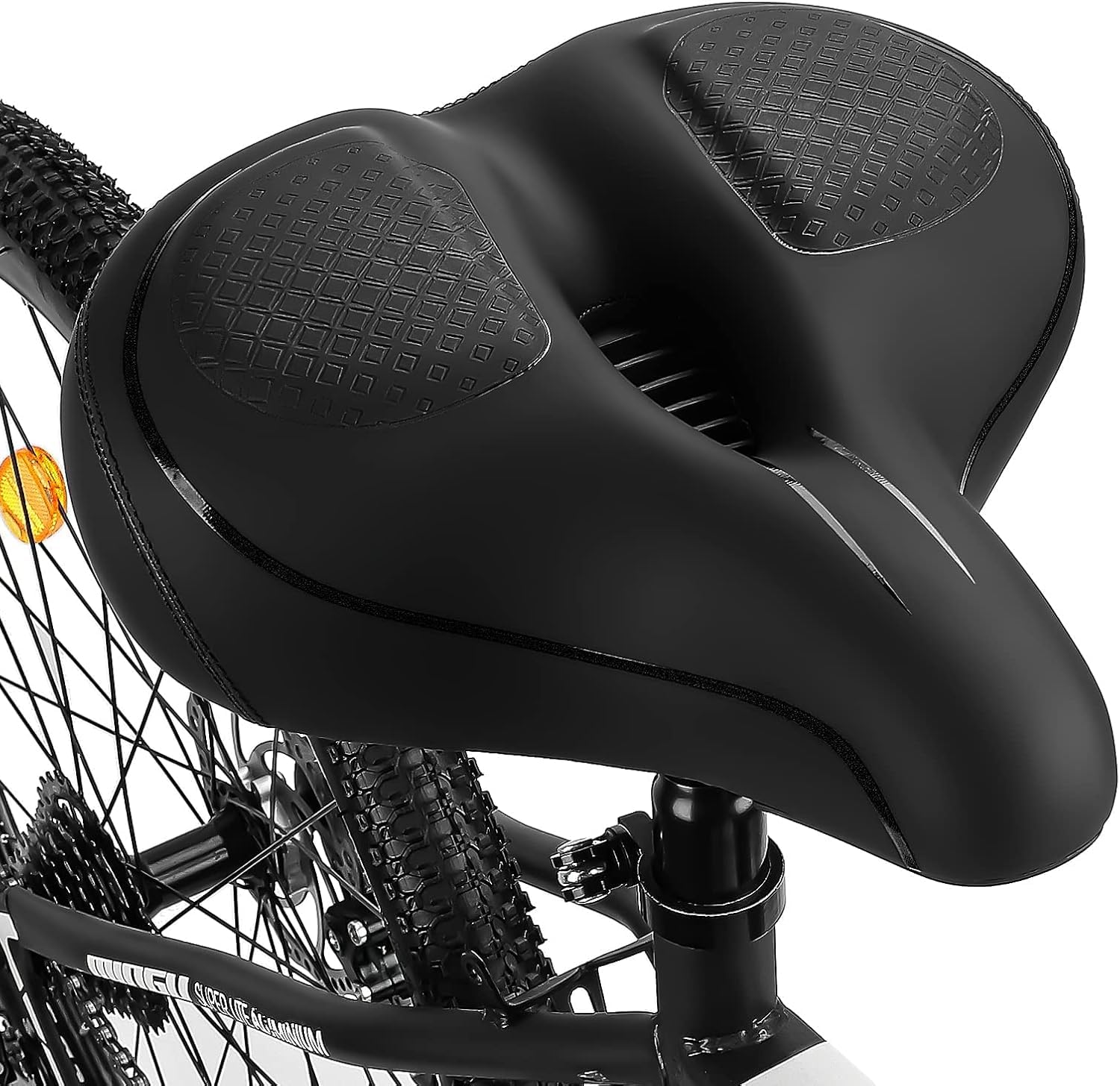 TONBUX Sella da bicicletta Sella da bicicletta ampia, traspirante confortevole morbida,Uomo Donna Sella Bici con Riflettenti per Bici da Strada, Mountain Bike, City Bike