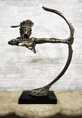 Miniatura 2 de Ebros Gift Gran escaparate de museo de 32 pulgadas de alto, diseño de guerrero indio sioux con arco y flecha, estatua de arquero de arco corto con