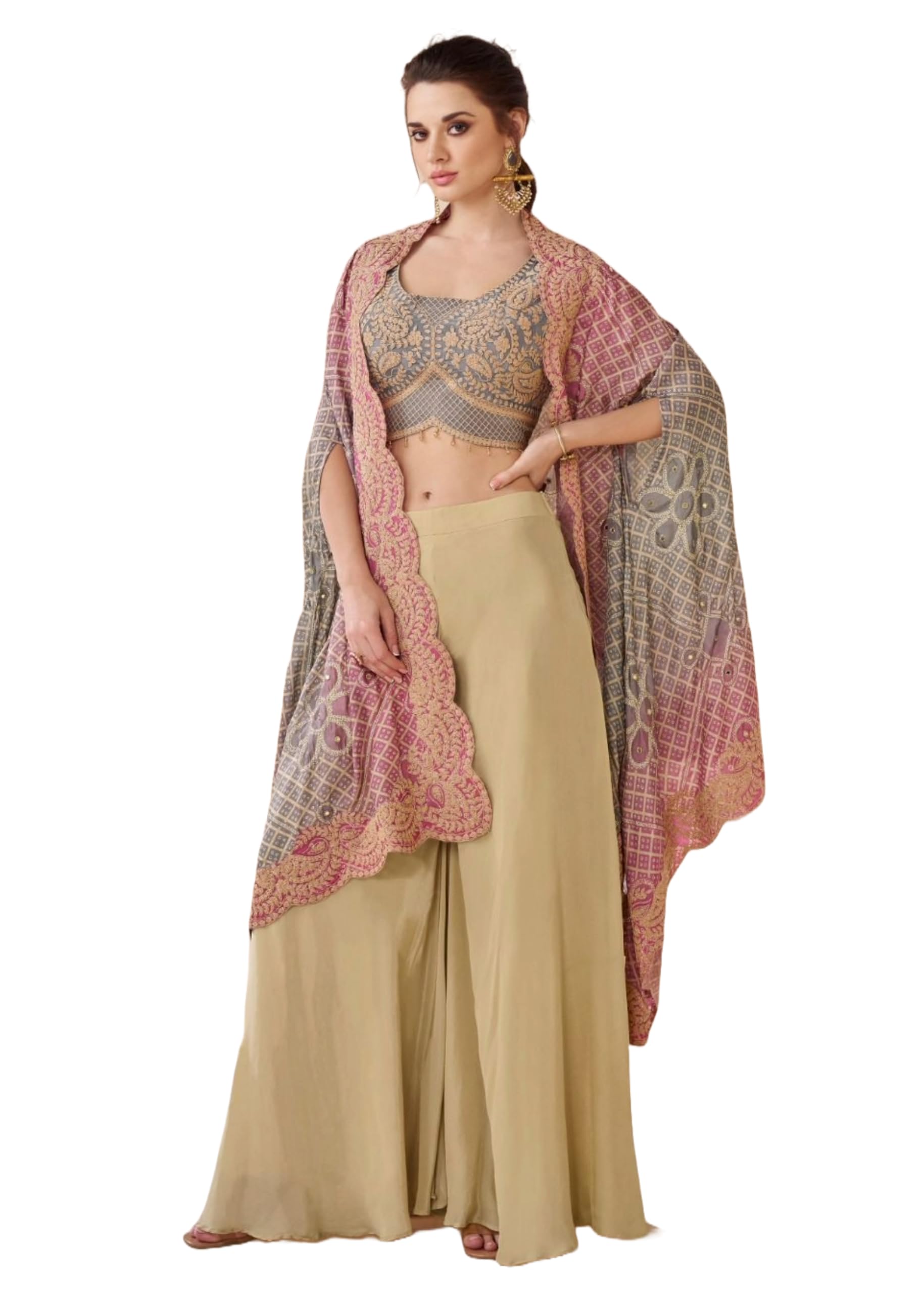 Salwar 7526 costume georgette brodée pour masquer les rondeurs