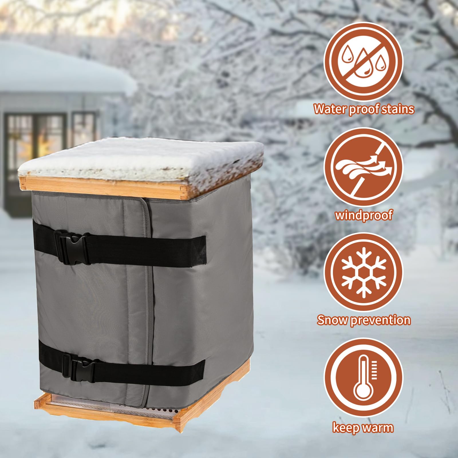 Winter Bee Hive Wrap For 10 Frame Hives - Waterproof Insulation Cover For 2 Deep & 1 Medium Boxes (76.77"x26.38")