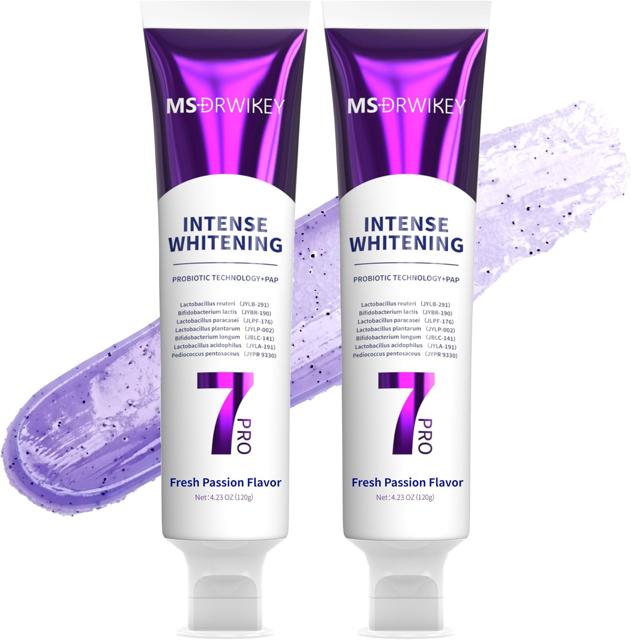 7 Probiotics Deep Whitening Toothpaste with Purple Beads - Fluoride-Free & Enamel-Safe