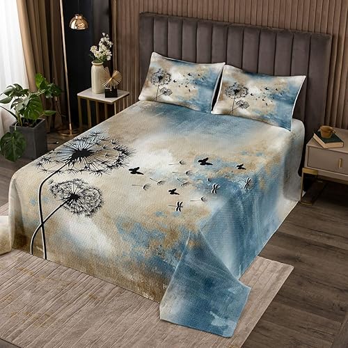 Castle Fairy Juego de colcha geométrica abstracta tamaño individual, vintage, marrón, azul marino, gris, juego de edredón de 2 piezas, diente de