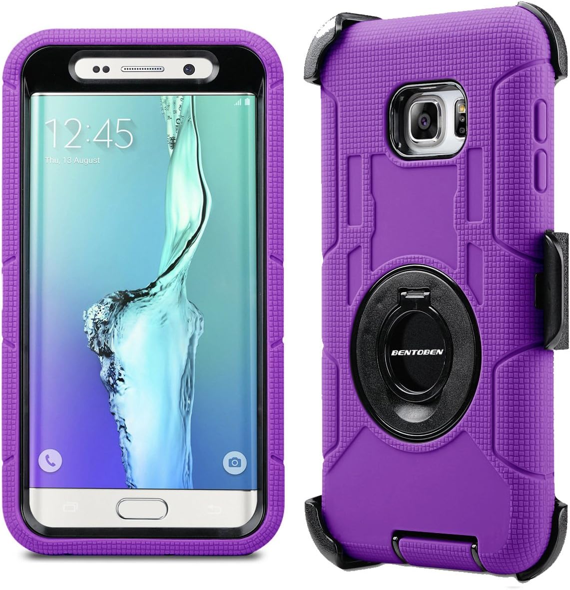 Galaxy S6 Edge Plus Case, BENTOBEN Dual Layer Rugged Protective Holster Hard Case Cover with Kickstand Swivel Belt Clip for Samsung Galaxy S6 Edge Plus (G928) - Purple